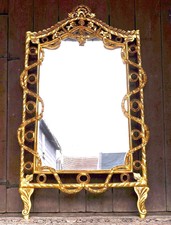 PROMOTION: Miroir style baroque bois massif doré à la feuille d'or d'un château