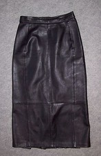 Superbe JUPE longue en CUIR noir, Taille 36 (Tour de taille 66cm) ----- (JC_075)