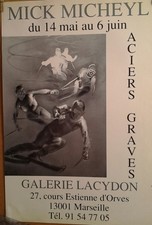 AFFICHE GALERIE LACYDON MICK MICHEYL  Aciers gravés MARSEILLE SKIEUR NEIGE SPORT