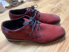 CHAUSSURE BUGATTI DERBY HOMME ROUGE PASTEL CUIR TAILLE BASSE 44