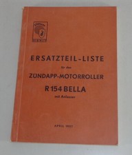 Catalogue des Pièces / Pièces Zündapp Moto Scooter R154 Bella Support 04/1957