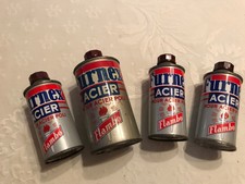 4 anciens bidons boites pot FURNEX acier Flambo vintage garage auto moto pleins