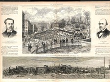 Chantier Jardin des plantes/Botanique de Lyon parc de la Tête-d'Or GRAVURE 1877