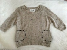 Suncoo Womens Pullover Sweater Size 1 Beige with confetti color flecks Pockets 