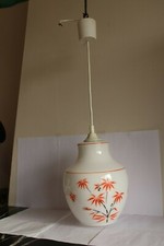 LAMPE SUSPENSION PLAFONNIER EN OPALINE DECOR EMAILLE VINTAGE 70