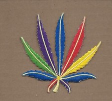 NEW 3 7/8 INCH MULTI COLOR POT LEAF IRON ON PATCH FREE SHIPPING P1