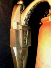 SUPERBE GRANDE APPLIQUE BRONZE ARGENTÈ NICKELÈ ART DECO TULIPE SCHNEIDER SIGNÈE