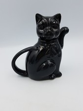 Noir Assis Chat figurées en céramique décorative fantaisie théière Brillant