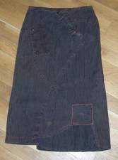 JUPE MIDI JEAN NOIRE TEINTÉE ROUGE PROMOD T36 NEUVE -