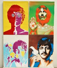Beatles.d'après: Richard AVEDON. Quadryptique 80x60cm Huile toile 4x40x30cm
