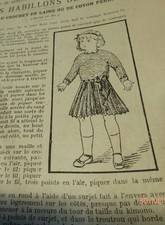 patron original poupée bleuette  "robe au crochet laine ou coton perlé 1918