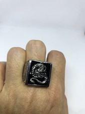 Vintage Argent Gothique Dragon Serpent Acier Inoxydable Taille 11.5 Anneau