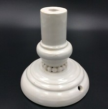 Pied de Lampe Céramique Emaillée Blanche Signée Emile Tessier Malicorne