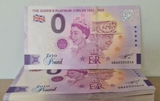 Prévente - Billet Souvenir 0 Pound Jubilee Reine Elisabeth 2022