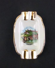 Wurtzburg Germany Castle Souvenir Porcelain Ceramic Ash Tray with Gold Trim