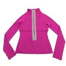 ROXY Athletix 3/4 Éclair Faux Polo Raglan Chemise Femme Taille Rose Manches Sec