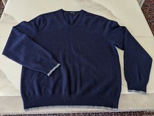 Scoop NYC Blue Cashmere V-Neck Sweater -- 2-ply 100% Cashmere -- Men's XL