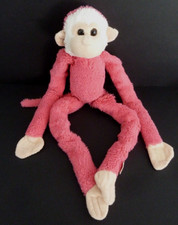 G6. DOUDOU SINGE Petjes World Aps rose blanc patte scratch yeux marron 47cm  BE