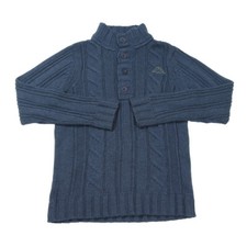 Vintage Kappa Épais Laine Pull M Câble Tricot Motif Henley Bouton