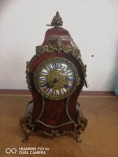 Petite pendule cartel bois et bronze 