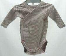 Petit Bateau body gris rayé rose manche longue motif bébé taille naissance