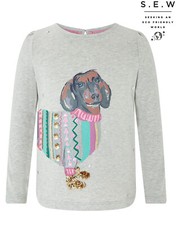 Monsoon Superbe t-shirt à longues manches chien Dotty gris - Etat neuf, porté 1x