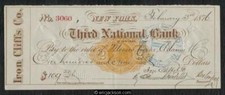 BANK CHECKS RN-F1 New York, N.Y. Third National Bank of New York Iron Cliffs Co