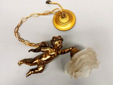 Suspension Lustre Lampe Ange angelot Putti Chérubin Doré , tulipe forme Fleur