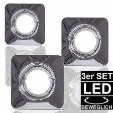 3x LED à Encastrer Spot Couvrir Lampes Chrome Spots Pivotant Carton Endommagé