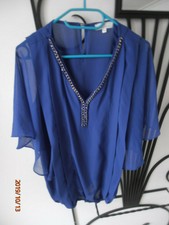 Tunique bleu roi col tressé métal doré Jacqueline RIEU