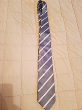 ALAIN FIGARET Cravate GRIS ARGENT à rayures grises Soie Tissée