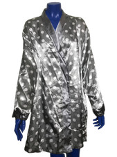 Htx Once Satin Soie Robe Nuit Manche Longue Dentelle Strass Pyjama à Pois Femme