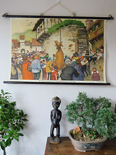 Lithographique Pull Down School Wall Chart of the schildbürger-ALLEMAND CONTE