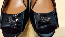 Coach women shoes size 7.5 B. Authentic. Patten leather, wedge heel. 
