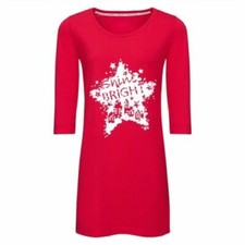 Mesdames rouge "Shine Bright" T. shirt chemise de nuit avec manches 3/4 Taille 10-12