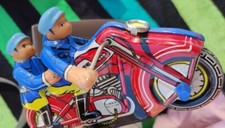 Moto Tôle lithographiée Tin Plate Toy 1970? (id. Schucco,Technofix, Mont-Blanc )