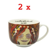 ?KIKKERLAND /  JANIS JOPLIN CHANTEUSE USA  / 2 TASSES MUGS TASSES A CAFE L150 