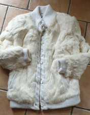 Manteau de fourrure en peau de lapin d'Espagne, doublure satin. Porté une fois !