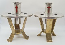 Désign Paire bougeoirs religieux - Design Pair of religious candlesticks