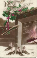 CPA  NOEL DES JEUNES EPOUX - BEBE  -CHAUSSURES