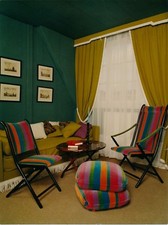 Intérieur tissus colorés rideau design tirage original couleur v. 1970 photo