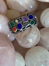 BAGUE CHEVALIERE ARGENT 925 PIERRES DIVERSES 