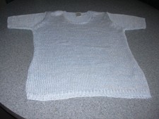 pull ajouré tricot bleu et blanc "t-S"