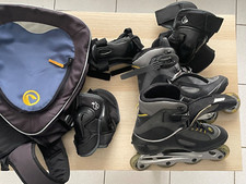 Roller Tecnica (Decathlon) 42 UK8 US9 MEN + sac, protections Mains/coudes/genoux