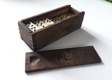 ancien jeu de domino ébène, os et laiton  ,complet