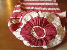 Taie housse de traversin ancienne rouge écru toile à matelas polochon rayures