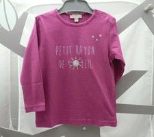 Grain de Blé haut manche longue vieux rose foncé motif soleil  fille 6 mois