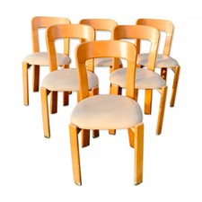 Série De 6 Chaises En Bois Et Simili Années 1960/70