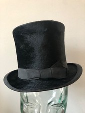 chapeau haut de forme noir ancien en mélusine 