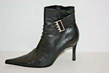 NOUCHKA  Bottines Boots Très Pointues Tout Cuir Lisse Noir  T 40.5 TBE